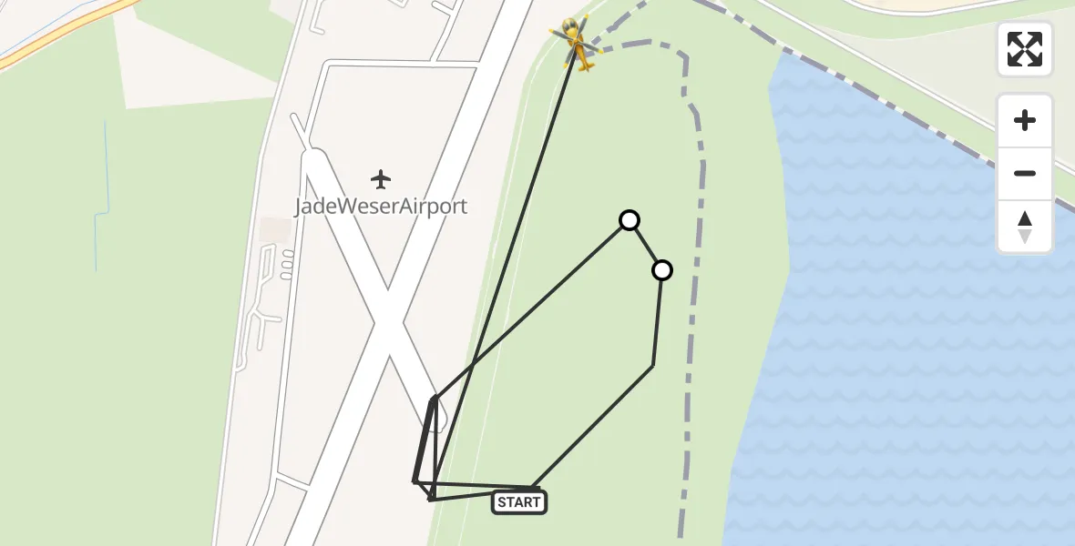 Flugroute Rettungshubschrauber JadeWeser Flughafen - Sande, 02 Mai 2026, 08:12