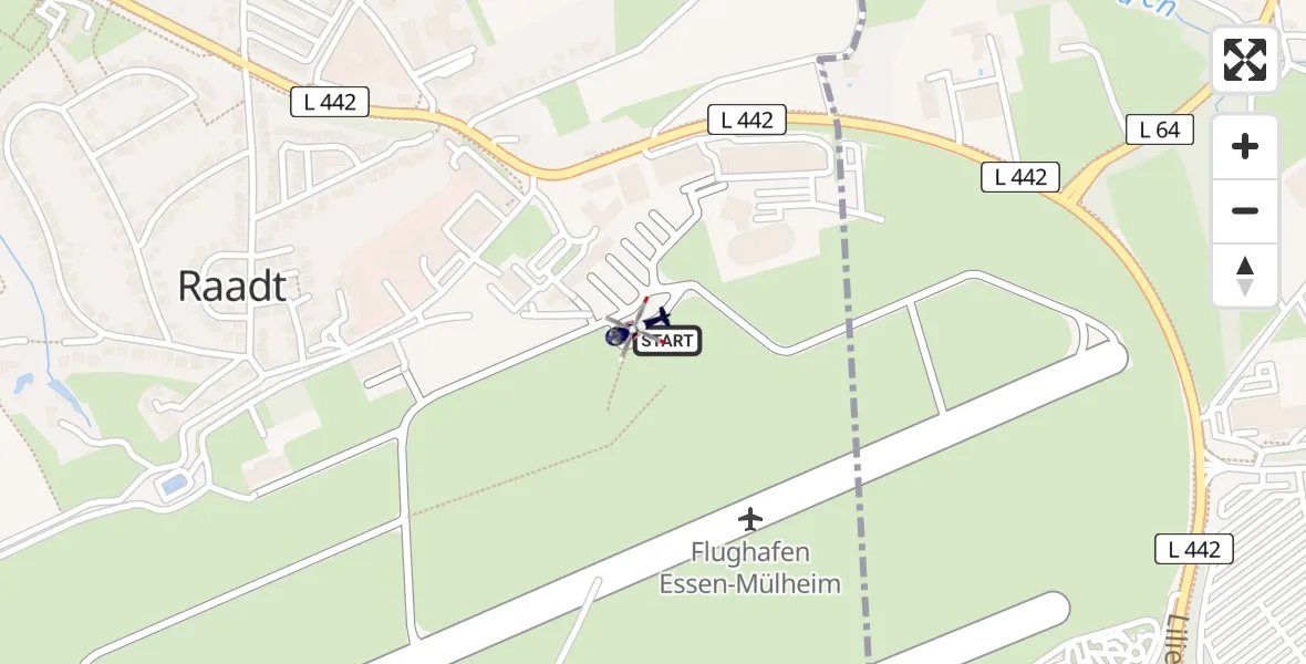 Flugroute Polizeihubschrauber Essen-Mülheim Flughafen - Essen-Mülheim Flughafen, 02 Mai 2026, 08:19