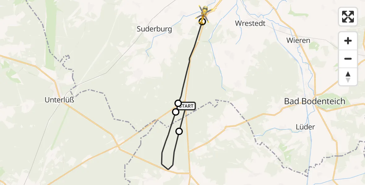 Flugroute Rettungshubschrauber Wrestedt - Uelzen, 02 Mai 2026, 08:26