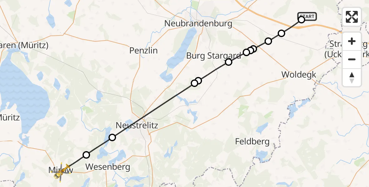 Flugroute Rettungshubschrauber Schönbeck - Mirow, 02 Mai 2026, 08:39