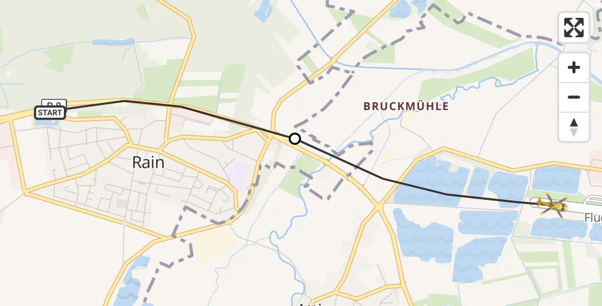 Flugroute Rettungshubschrauber Rain - Atting, 02 Mai 2026, 09:02