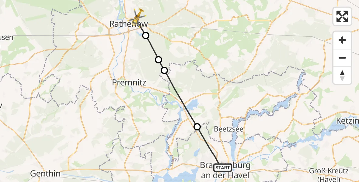 Flugroute Rettungshubschrauber Brandenburg an der Havel - Rathenow, 02 Mai 2026, 09:18