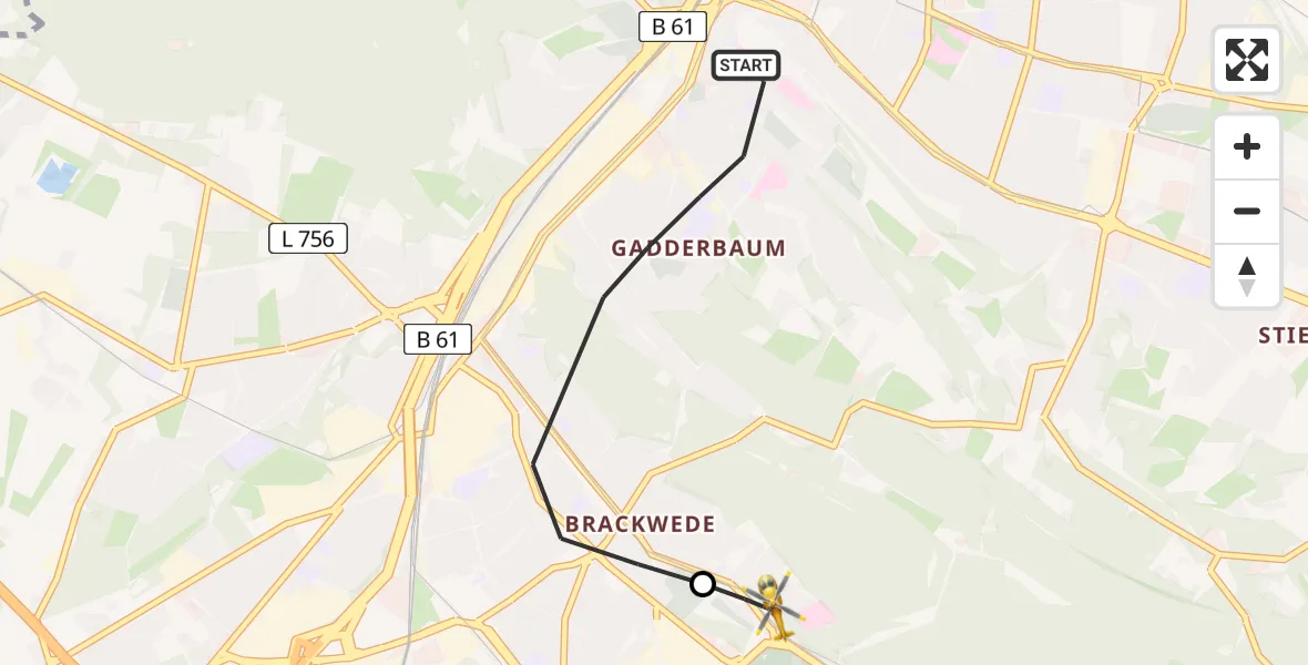 Flugroute Rettungshubschrauber Bielefeld - Luftrettungszentrum Bielefeld, 02 Mai 2026, 09:32