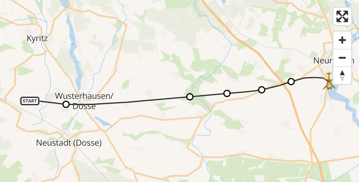 Flugroute Rettungshubschrauber Neustadt (Dosse) - Neuruppin, 02 Mai 2026, 10:23