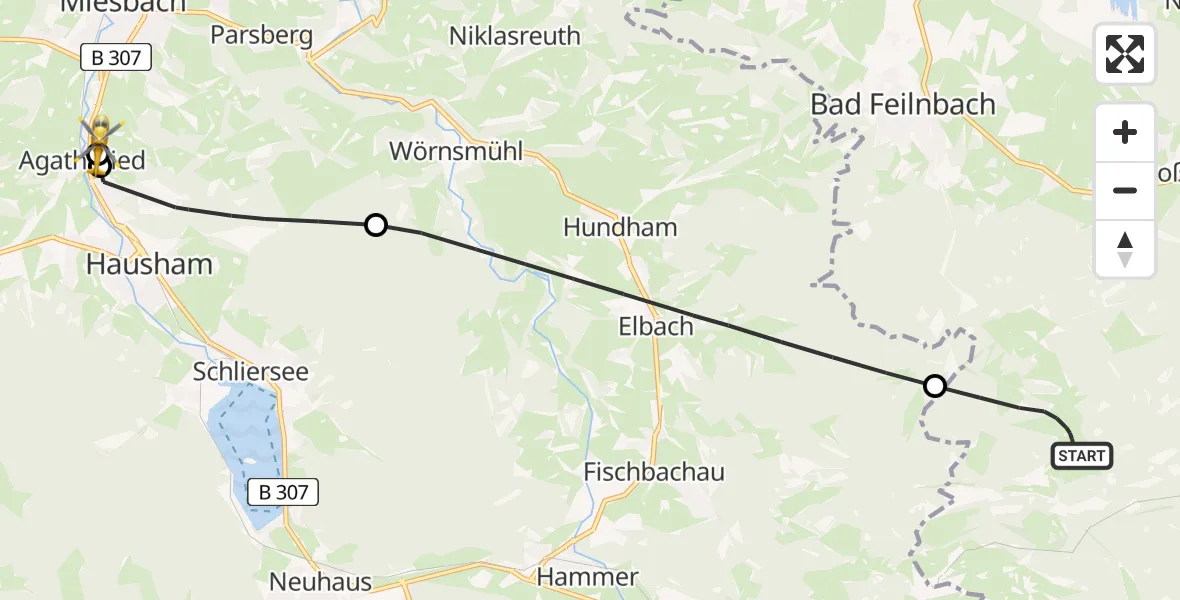 Flugroute Rettungshubschrauber Brannenburg - Agatharied Hospital, 02 Mai 2026, 10:28