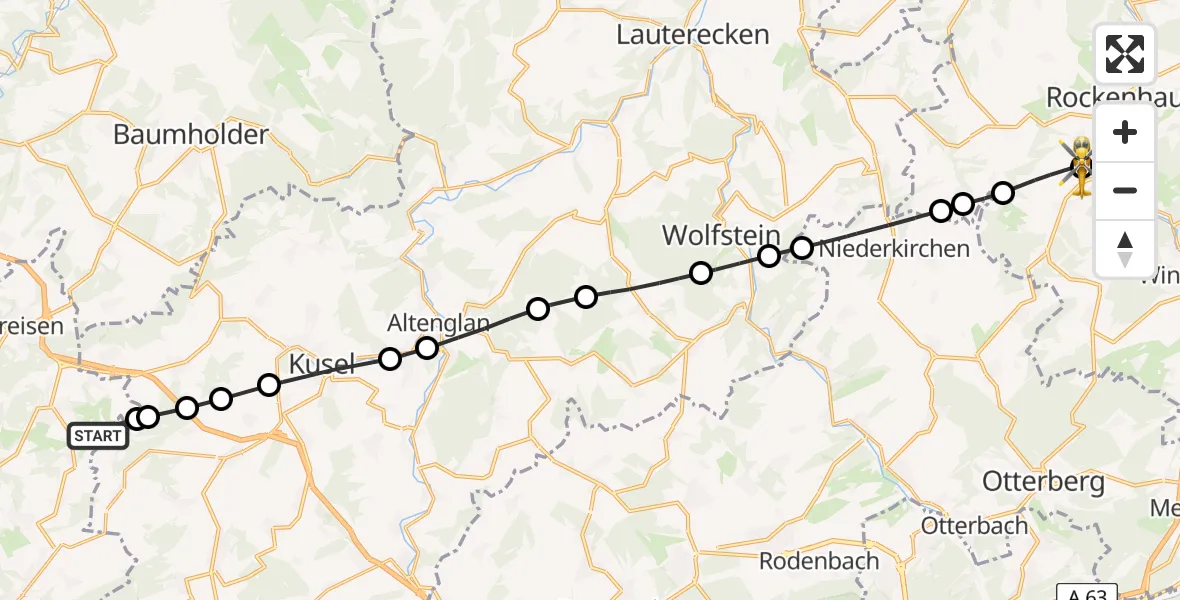 Flugroute Rettungshubschrauber Herchweiler - Imsweiler UL, 02 Mai 2026, 10:52
