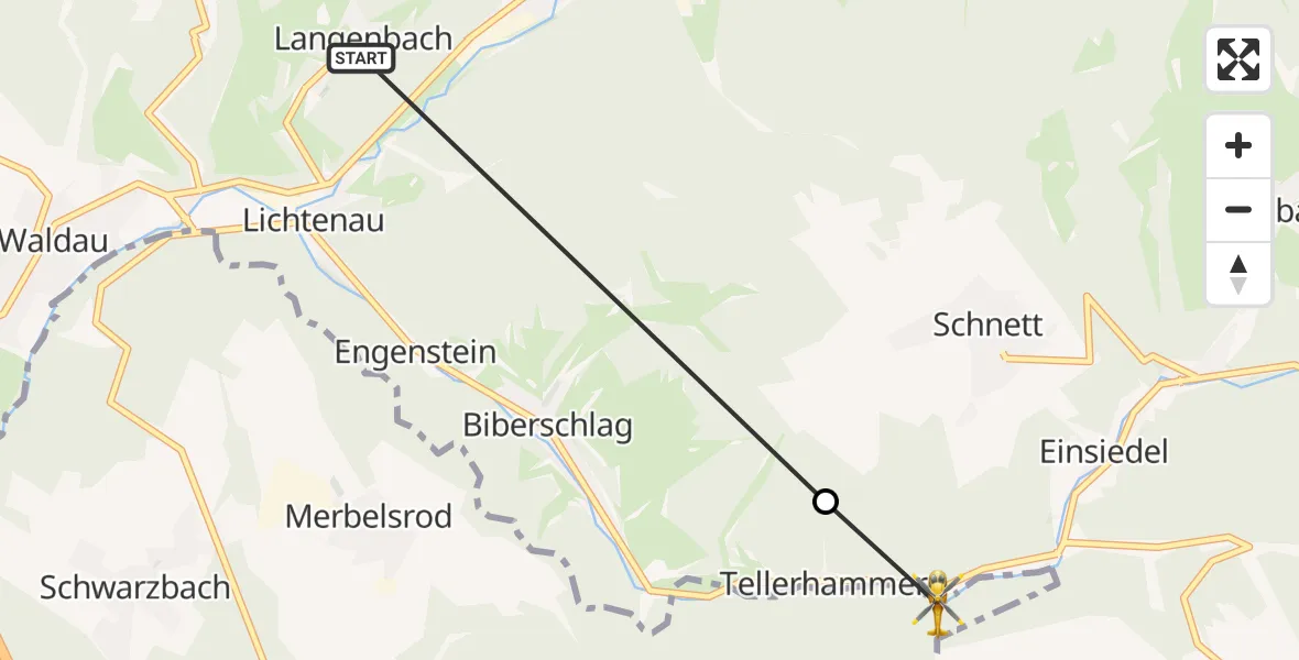 Flugroute Rettungshubschrauber Schleusegrund - Auengrund, 02 Mai 2026, 11:08
