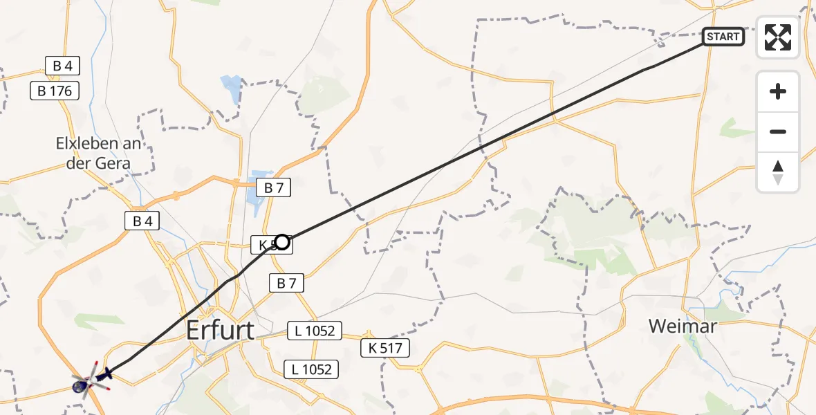 Flugroute Polizeihubschrauber Am Ettersberg - Erfurt, 02 Mai 2026, 11:16