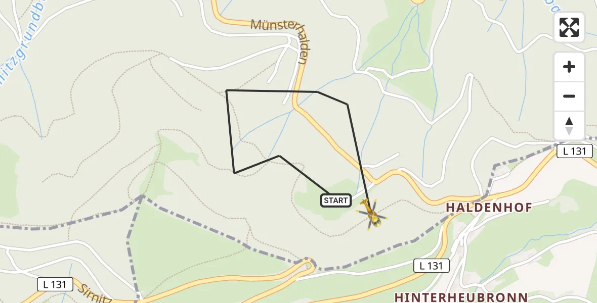 Flugroute Rettungshubschrauber Münstertal/Schwarzwald - Münstertal/Schwarzwald, 02 Mai 2026, 11:24
