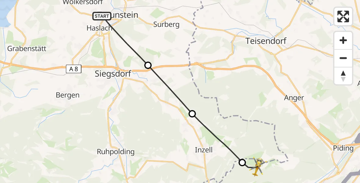 Flugroute Rettungshubschrauber Traunstein - Schneizlreuth, 02 Mai 2026, 12:05