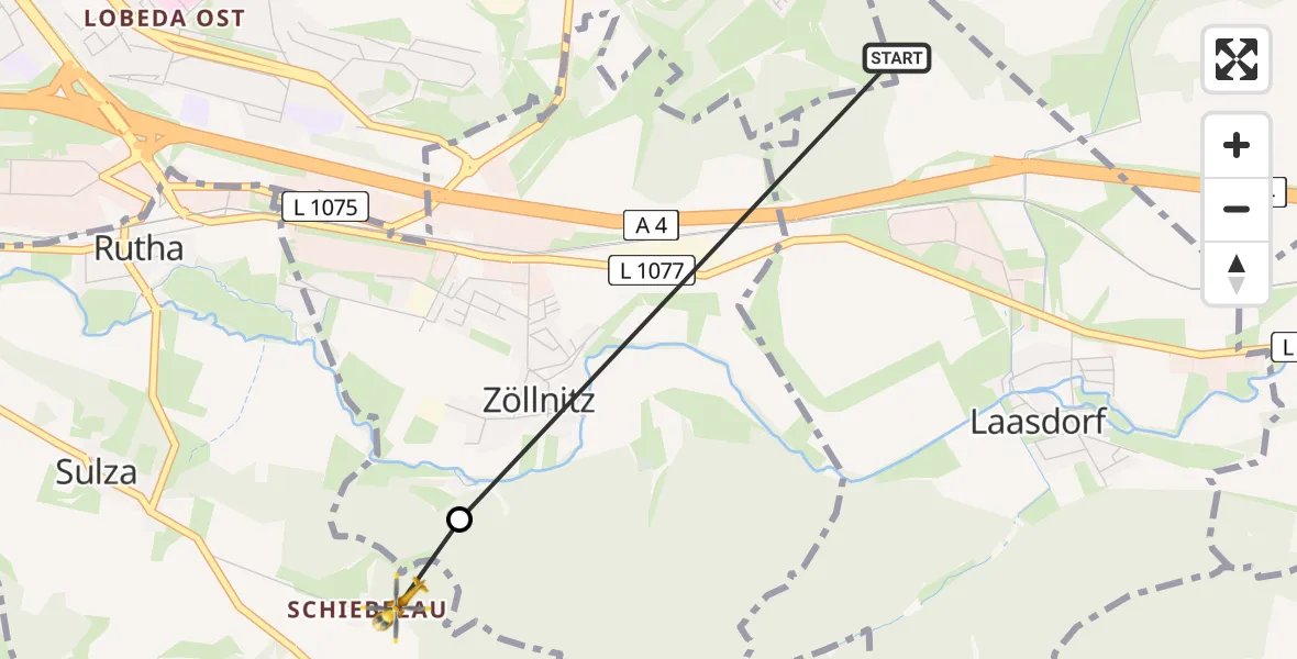 Flugroute Rettungshubschrauber Laasdorf - Sulza, 02 Mai 2026, 12:21
