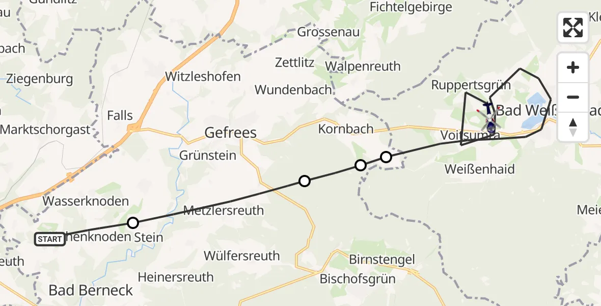 Flugroute Polizeihubschrauber Bad Berneck i.Fichtelgebirge - Weißenstadt, 02 Mai 2026, 12:31