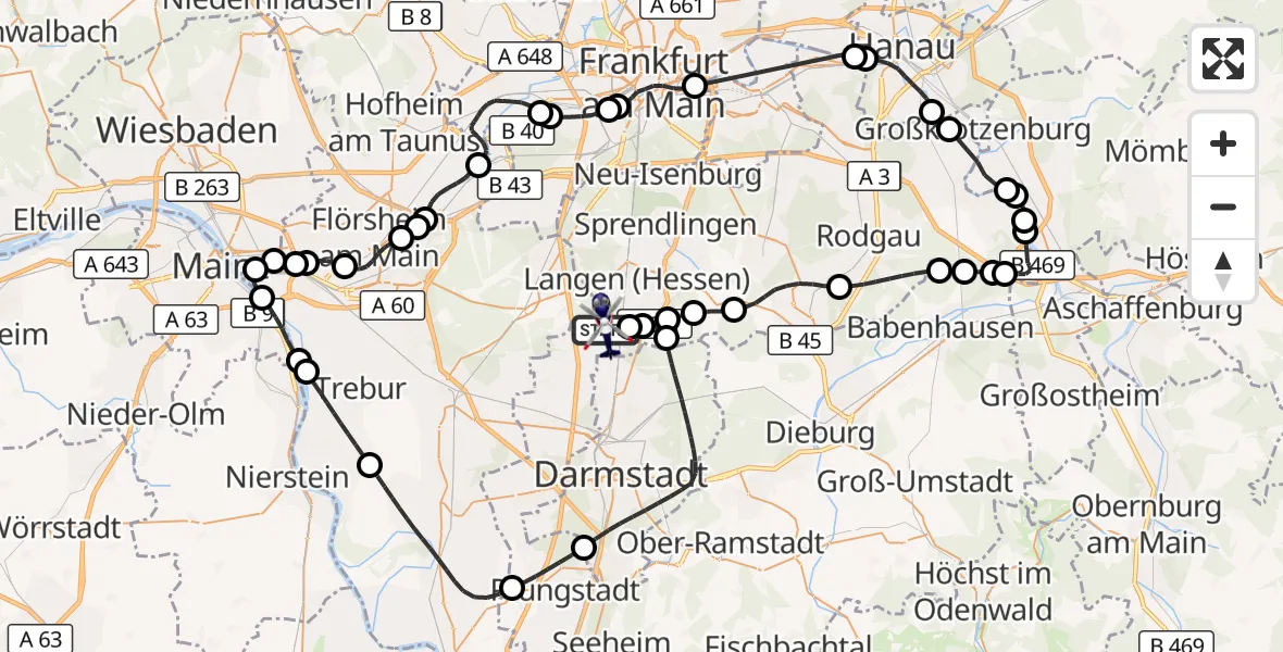 Flugroute Polizeihubschrauber Flughafen Frankfurt-Egelsbach - Flughafen Frankfurt-Egelsbach, 02 Mai 2026, 14:15