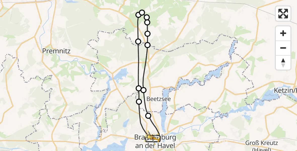 Flugroute Rettungshubschrauber Brandenburg an der Havel - Brandenburg an der Havel, 02 Mai 2026, 15:00