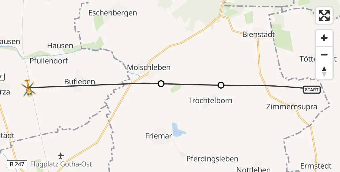 Flugroute Rettungshubschrauber Zimmernsupra - Nessetal, 02 Mai 2026, 16:10