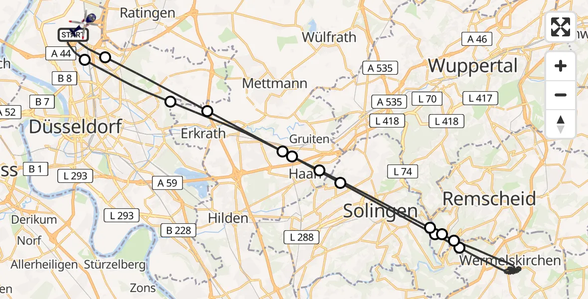 Flugroute Polizeihubschrauber Düsseldorf Flughafen - Düsseldorf Flughafen, 02 Mai 2026, 16:16