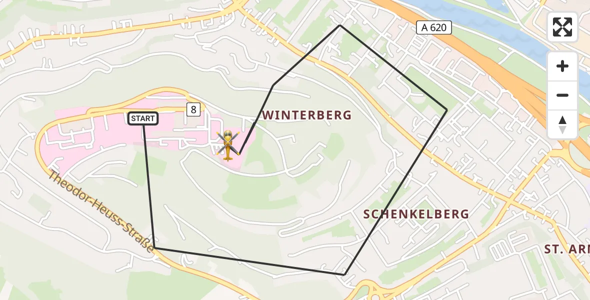 Flugroute Rettungshubschrauber Saarbrücken - Saarbrücken, 02 Mai 2026, 16:42
