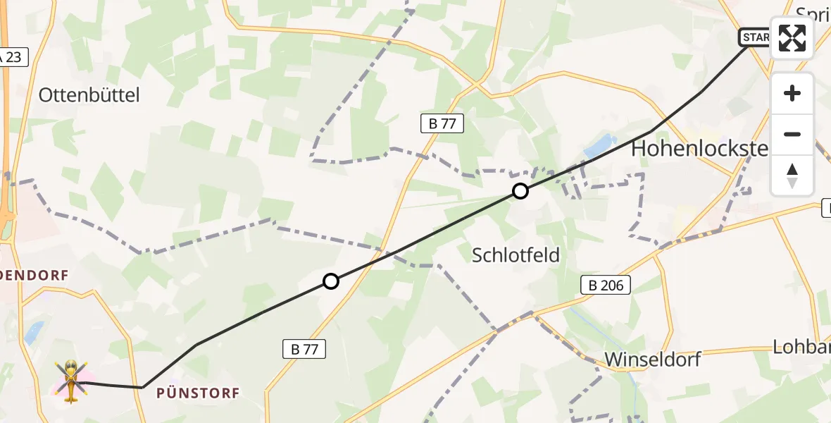Flugroute Rettungshubschrauber Hohenlockstedt - Itzehoe, 02 Mai 2026, 17:09
