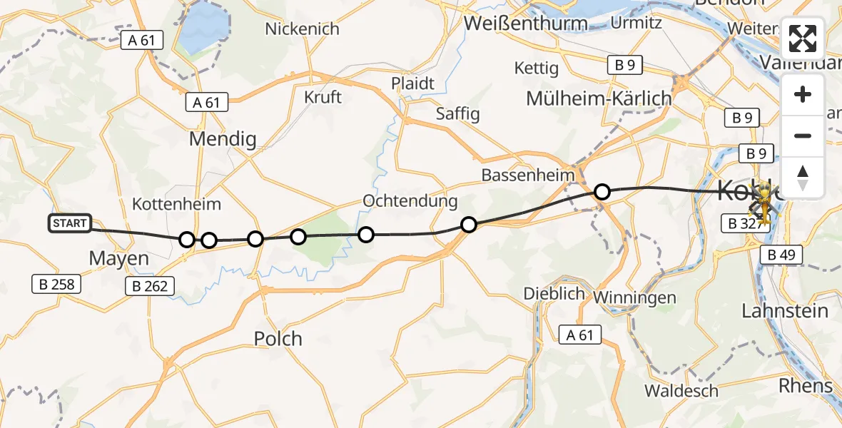 Flugroute Rettungshubschrauber Mayen - Koblenz, 02 Mai 2026, 17:12