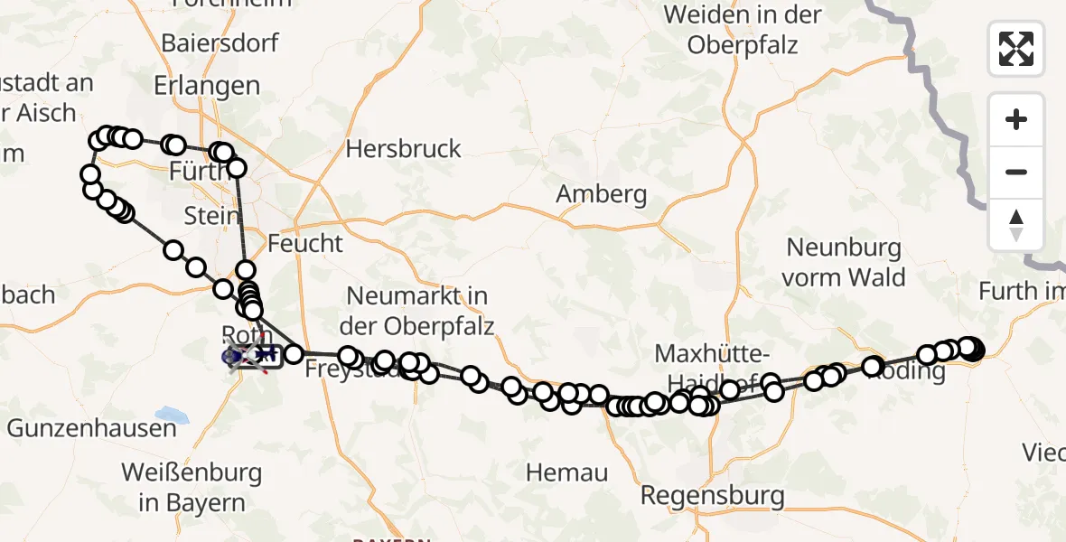 Flugroute Polizeihubschrauber Roth - Flugplatz Roth, 02 Mai 2026, 17:57