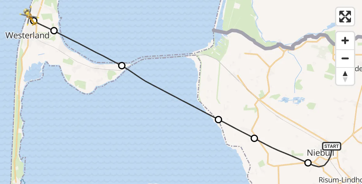 Flugroute Rettungshubschrauber Niebüll - Sylt, 02 Mai 2026, 18:20
