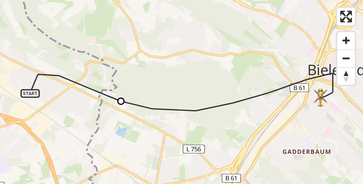 Flugroute Rettungshubschrauber Steinhagen - Bielefeld, 02 Mai 2026, 18:41