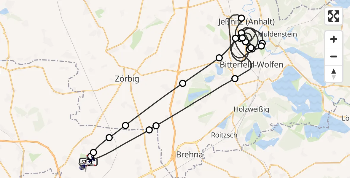 Flugroute Polizeihubschrauber Halle-Oppin Flugplatz - Halle-Oppin Flugplatz, 02 Mai 2026, 22:43