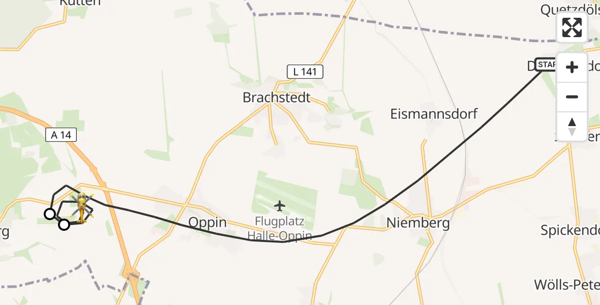 Flugroute Rettungshubschrauber Landsberg - Landsberg, 03 Mai 2026, 09:07
