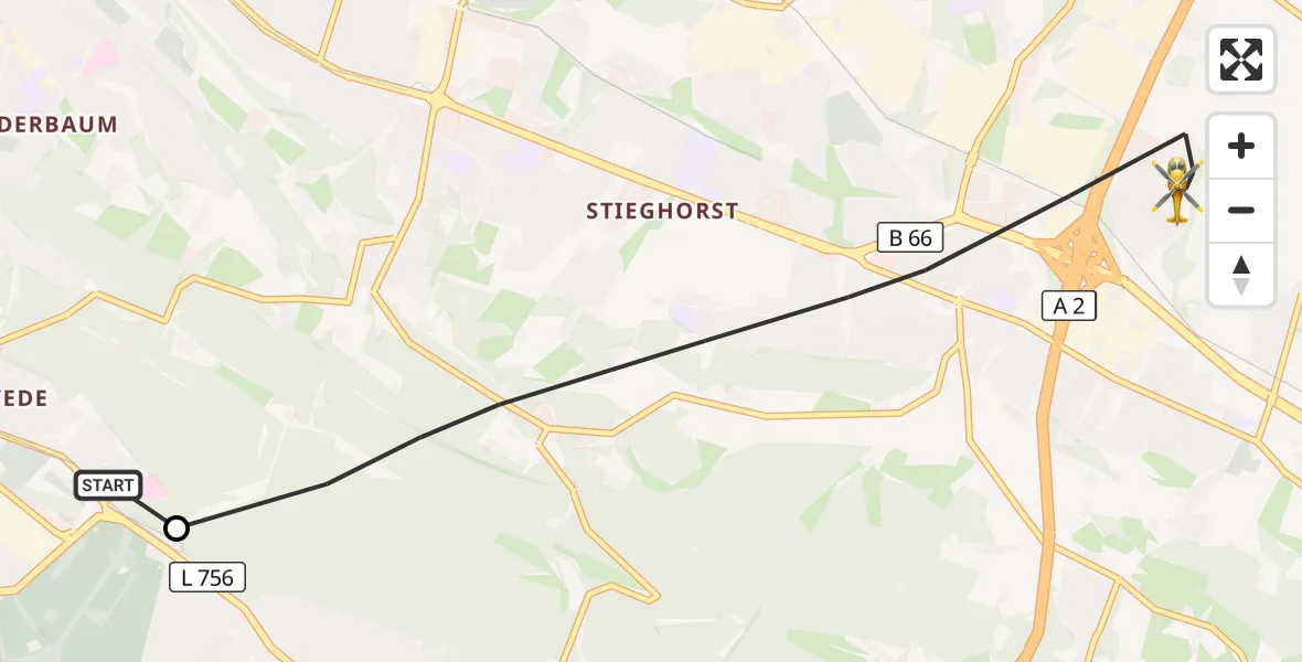 Flugroute Rettungshubschrauber Luftrettungszentrum Bielefeld - Bielefeld, 03 Mai 2026, 09:46