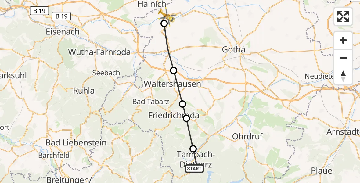 Flugroute Rettungshubschrauber Tambach-Dietharz/Thür.Wald - Nessetal, 03 Mai 2026, 09:58