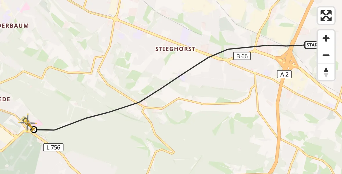 Flugroute Rettungshubschrauber Bielefeld - Luftrettungszentrum Bielefeld, 03 Mai 2026, 10:27