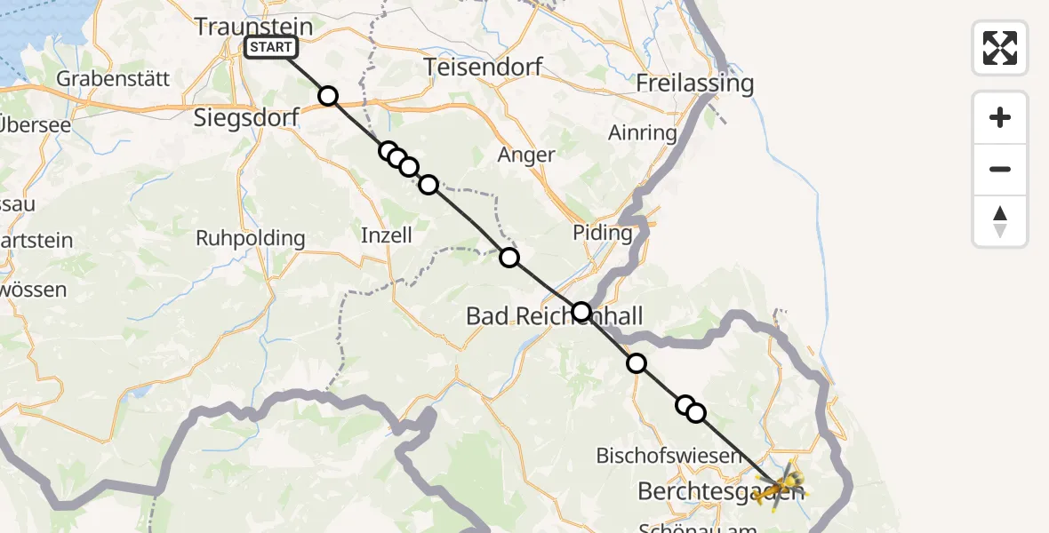 Flugroute Rettungshubschrauber Traunstein - Berchtesgaden, 03 Mai 2026, 12:01