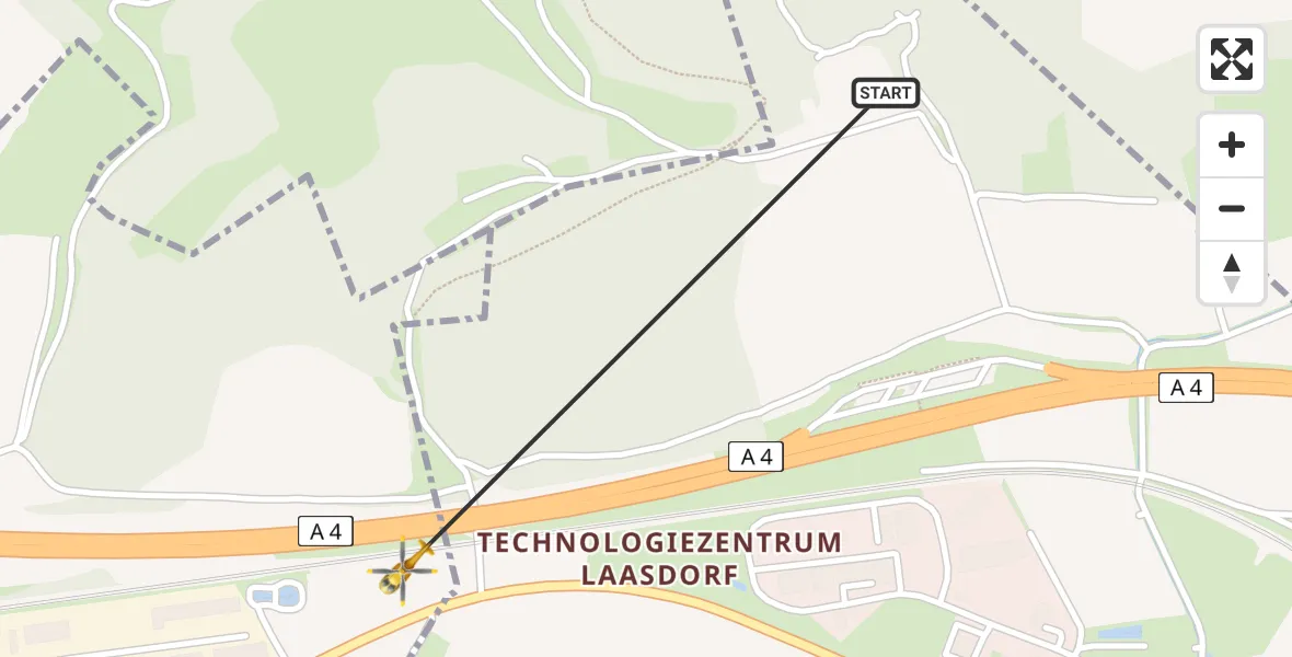 Flugroute Rettungshubschrauber Laasdorf - Laasdorf, 03 Mai 2026, 12:06