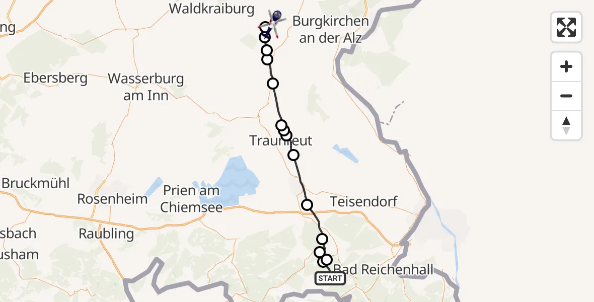 Flugroute Polizeihubschrauber Schneizlreuth - Polling, 03 Mai 2026, 13:07
