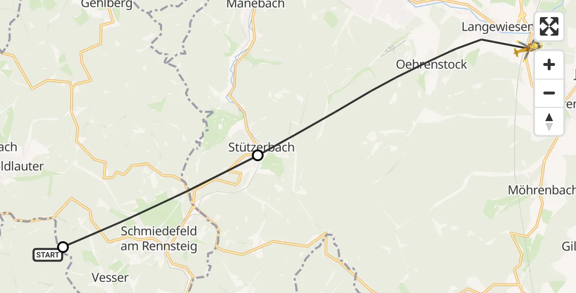 Flugroute Rettungshubschrauber Schleusingen - Ilmenau, 03 Mai 2026, 13:43