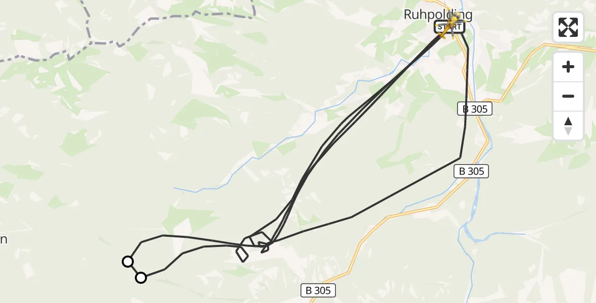 Flugroute Rettungshubschrauber Ruhpolding - Ruhpolding, 03 Mai 2026, 14:45