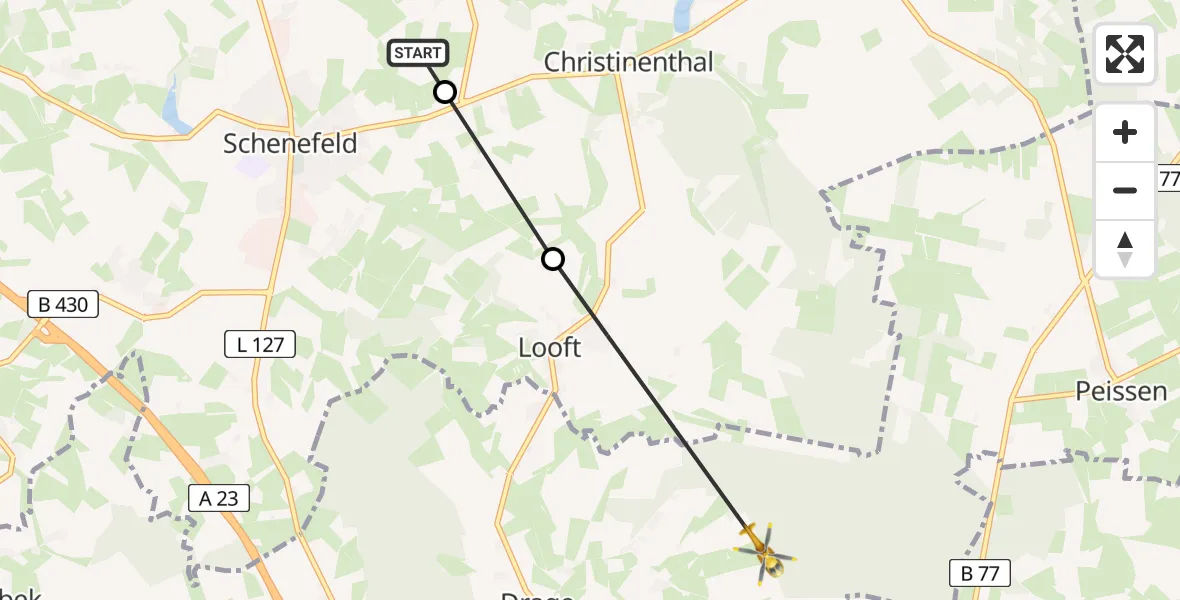 Flugroute Rettungshubschrauber Oldenborstel - Drage, 03 Mai 2026, 14:46
