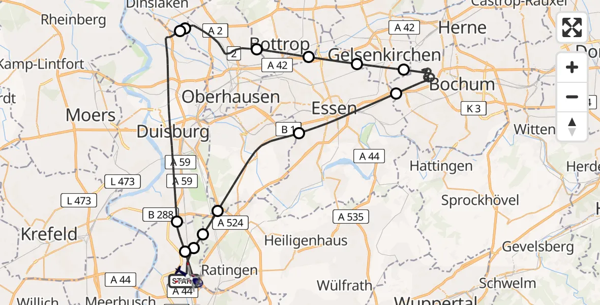 Flugroute Polizeihubschrauber Düsseldorf Flughafen - Düsseldorf Flughafen, 03 Mai 2026, 14:52