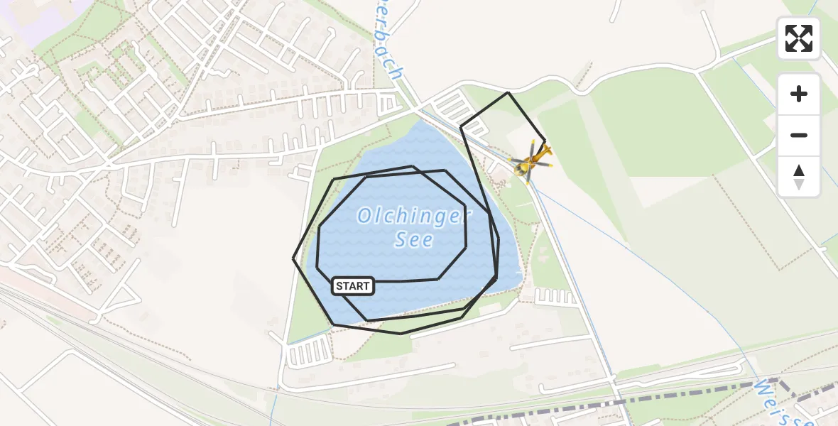 Flugroute Rettungshubschrauber Olching - Olching, 03 Mai 2026, 15:02