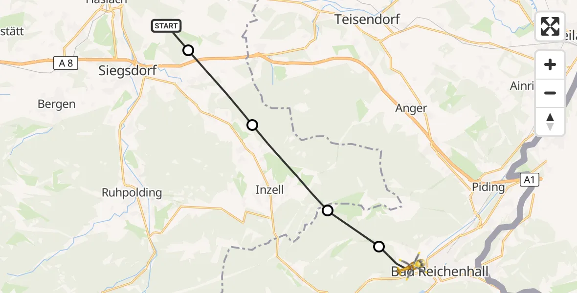 Flugroute Rettungshubschrauber Traunstein - Bad Reichenhall, 03 Mai 2026, 15:58