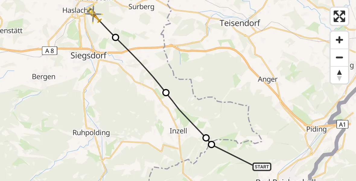 Flugroute Rettungshubschrauber Bad Reichenhall - Traunstein, 03 Mai 2026, 16:19