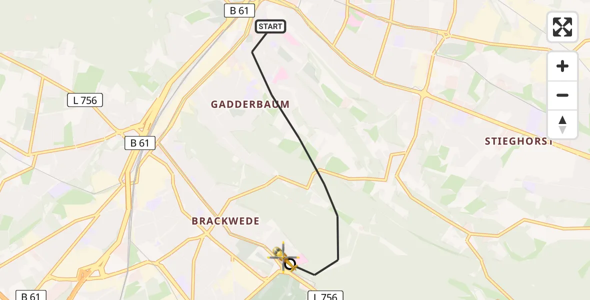 Flugroute Rettungshubschrauber Bielefeld - Luftrettungszentrum Bielefeld, 03 Mai 2026, 16:23