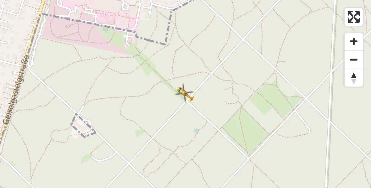 Flugroute Rettungshubschrauber ADAC Air Rescue Center Hubschrauberlandeplatz (Christoph 1) - ADAC Air Rescue Center Hubschrauberlandeplatz (Christoph 1), 03 Mai 2026, 16:29