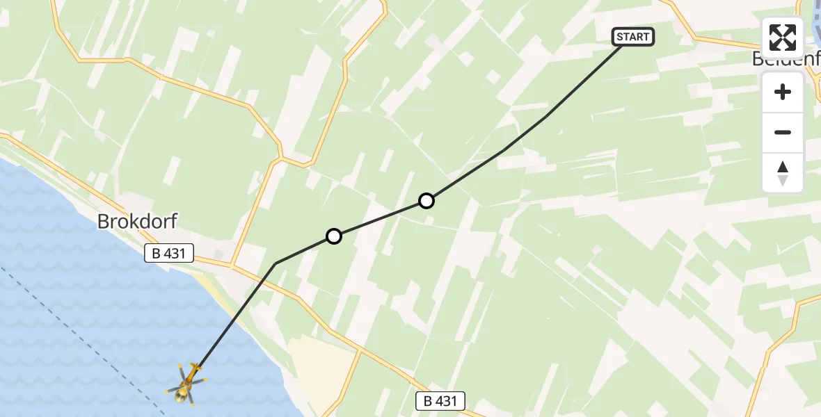 Flugroute Rettungshubschrauber Beidenfleth - Brokdorf, 03 Mai 2026, 17:55