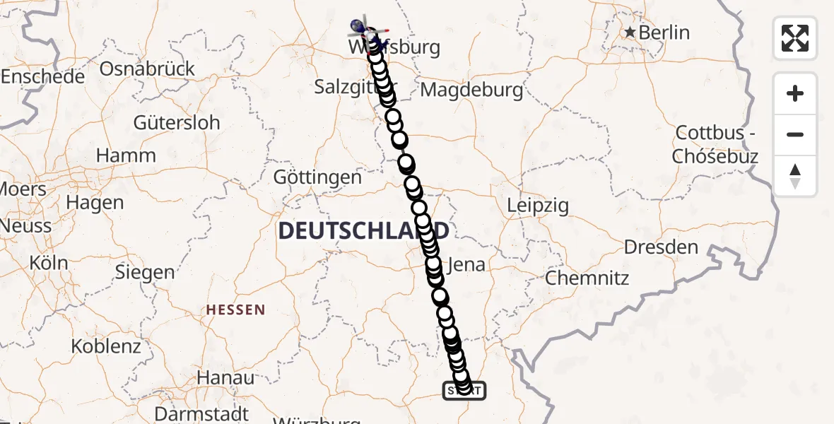Flugroute Polizeihubschrauber Harsdorf - Gifhorn Bundespolizei Hubschrauberlandeplatz, 03 Mai 2026, 18:03