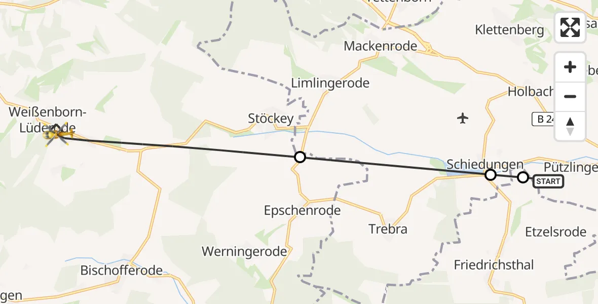Flugroute Rettungshubschrauber Werther - Sonnenstein, 03 Mai 2026, 18:16