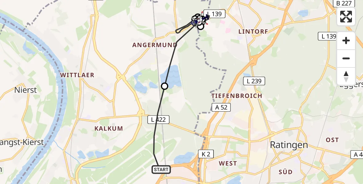 Flugroute Polizeihubschrauber Düsseldorf Flughafen - Ratingen, 03 Mai 2026, 18:27