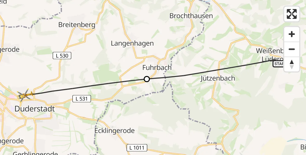 Flugroute Rettungshubschrauber Sonnenstein - Duderstadt, 03 Mai 2026, 18:43
