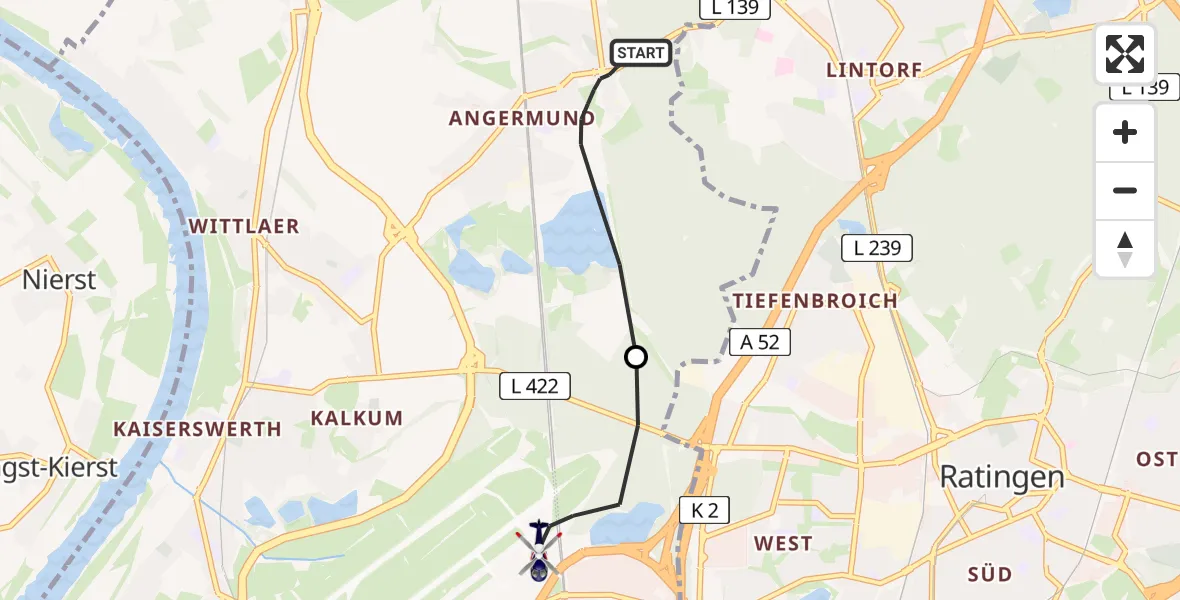 Flugroute Polizeihubschrauber Düsseldorf - Düsseldorf Flughafen, 03 Mai 2026, 18:44