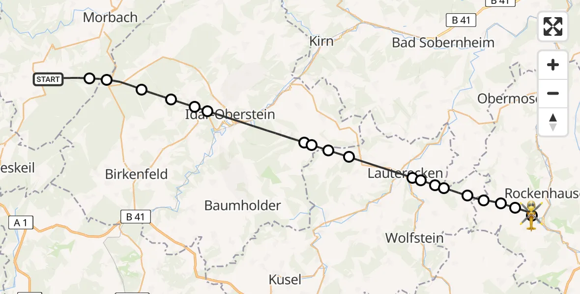 Flugroute Rettungshubschrauber Thalfang - Imsweiler UL, 03 Mai 2026, 18:49
